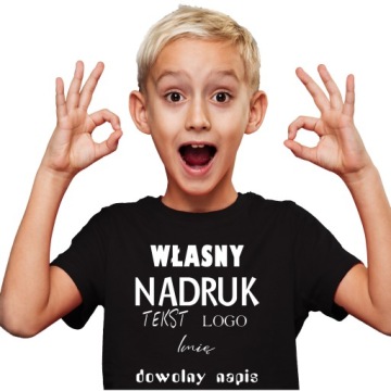 DZIECIĘCA KOSZULKA Z WŁASNYM NADRUKIEM NAPIS,LOGO,TEKST roz.7-8L