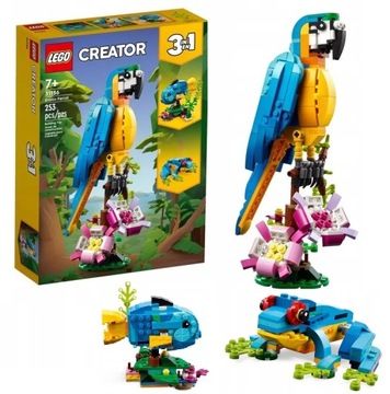 LEGO CREATOR 7+ 3в1 ЭКЗОТИЧЕСКИЙ ПОПУГАЙ, ЛЯГУШКА, РЫБКА