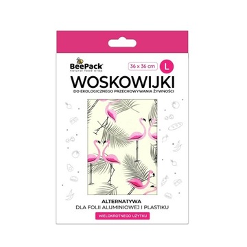 Woskowijka do przechowywania żywności, PINK FLAMINGO, L (36x36cm), BeePack