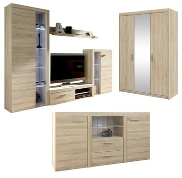 Комплект стенка+комод+шкаф RUMI Lefkas