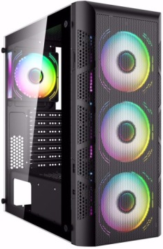 OBUDOWA KOMPUTEROWA ATX SZKŁO MESH PIWNICA + 1x wentylator RGB