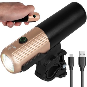 LAMPKA ROWEROWA PRZÓD LED USB-C OŚWIETELNIE ROWEROWE PRO METAL IPX6 VAYOX