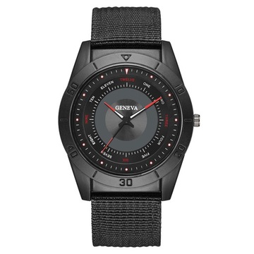 Men Quartz Movement Watch Round Dial Canvas Strap
