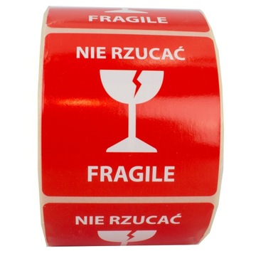 Etykiety naklejki nadruk FRAGILE Nie rzucać 1000