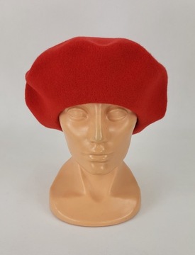 339 BERET FEZKO JASNY CZERWONY MAKOWY rozm. 11,5'' duży
