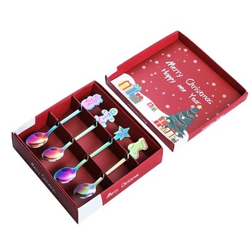 Легкая роскошная кофейная ложка из нержавеющей стали с позолотой Рождественский декор