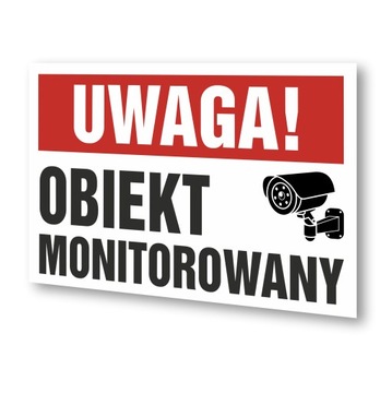 Tabliczka Obiekt Monitorowany Kamera | Druk UV | 30x20cm | PCV 1mm