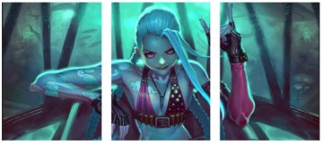 3 НАСТЕННЫЕ КАРТИНЫ ЛИГА ЛЕГЕНД JINX 50x70