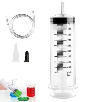 BARDZO DUŻA STRZYKAWKA 500ML Z 1m WĘŻA