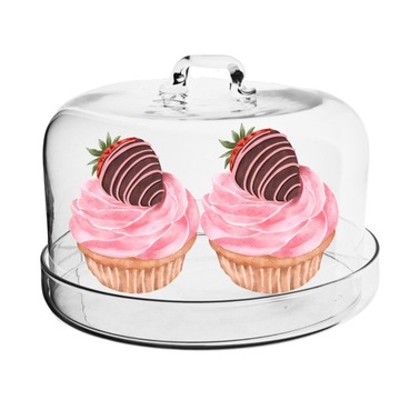 PATERA SZKLANA Z KLOSZEM NA SERY CIASTO 23 CM