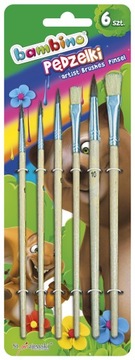PĘDZELKI BAMBINO 6 SZTUK DO MALOWANIA FARBAMI
