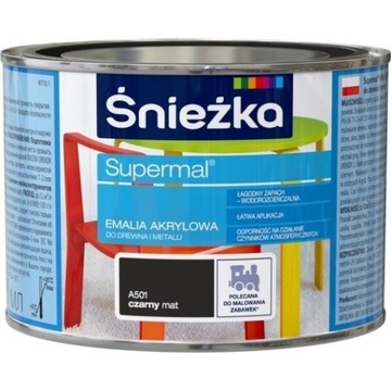 Śnieżka Emalia Akryl SUPERMAL 0,4l CZARNY MAT A501