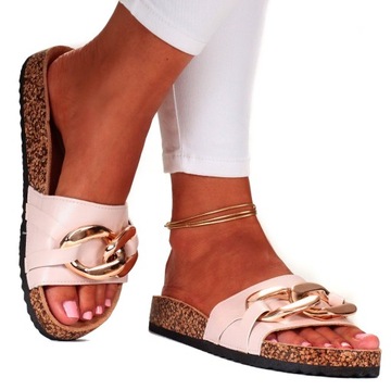 ПРОБКОВЫЕ ШЛЕПАНКИ ЖЕНСКИЕ СТИЛЬНЫЕ НА ЦЕПИ, ЧЕРНЫЕ