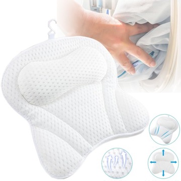 ERGONOMICZNA PODUSZKA DO KĄPIELI WANNY PRZYSSAWKI SPA Z SIATKI I GĄBKI
