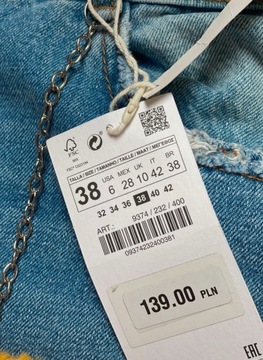 680F Nowe Zara spodnie jeans rurki rozm.M dziury