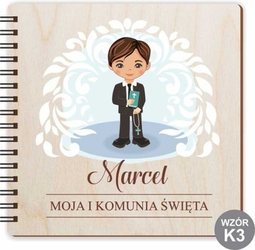 ALBUM NA ZDJĘCIA DREWNIANY PREZENT NA KOMUNIĘ RÓŻNE WZORY