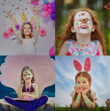 Татуировки детские СВЕТЯЩИЕСЯ В ТЕМНОТЕ 15 ДЕТСКИЙ ЛИСТ 170 шт.