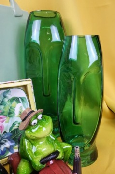 Ваза FACE, ЗЕЛЕНОЕ СТЕКЛО, 30 см