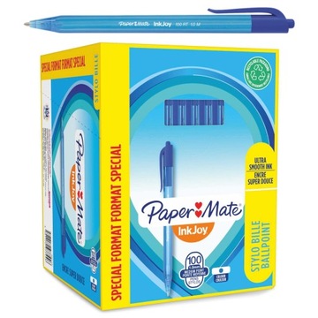 Długopis INKJOY PaperMate 100 RT 1.0 M Niebieski Opakowanie paczka
