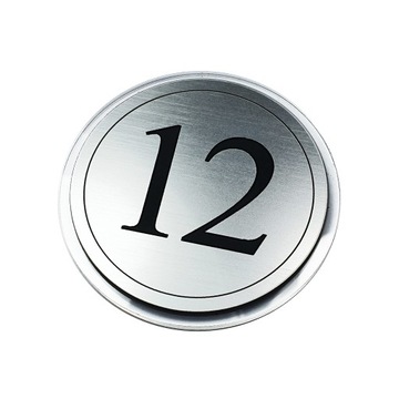 Numerek na drzwi, DOWOLNA CYFRA, numer okrągły, srebrny, 10cm x 10cm