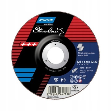 TARCZA DO METALU NORTON 125*6,0 STARLINE