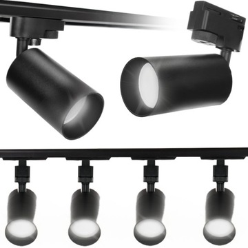 OŚWIETLENIE LED SZYNOWE REFLEKTOR NA SZYNIE 4x LAMPA GU10 LED + LISTWA 2m