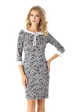 Elegancka sukienka dopasowana kołnierzyk, XL