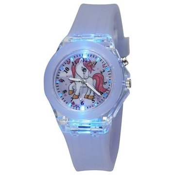 Fashion Cartoon Unicorn Flash Light Girls Watches