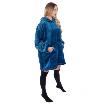 CIEPŁA BLUZA KOC OVERSIZE FUTRZAK 2W1 GRUBA XXL KOCOBLUZA KOCBLUZA SZLAFROK