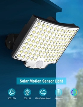 ГАЛОГЕННАЯ СОЛНЕЧНАЯ ЛАМПА DUSK MOTION SENSOR 106 LED ДЛЯ САДА ДЛЯ ГАРАЖА