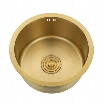 Zlewozmywak podwieszany okrągły Gloria Stal PVD Gold 42 cm + SYFON
