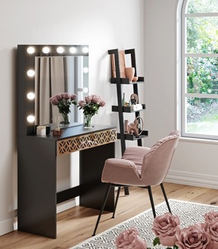ТЮРОМЫЙ СТОЛИК ДЛЯ МАКИЯЖА И ВИЗАЖА КРУГЛЫЙ ЗЕРКАЛО LOFT 80