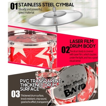 Детская барабанная установка из 6 предметов. Джазовая барабанная установка с