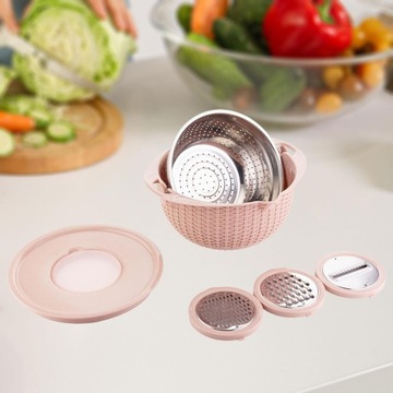 Дуршлаг с набором мисок Контейнер для промывного сита Розовый кухонный дуршлаг.