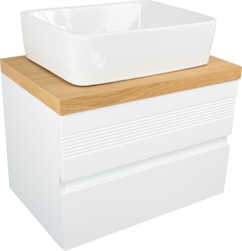 SZAFKA POD UMYWALKĘ + BLAT DĄB 80 CM | LAKIER MAT