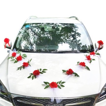 Dekoracja ślubna samochodu ozdoby na auto do ślubu