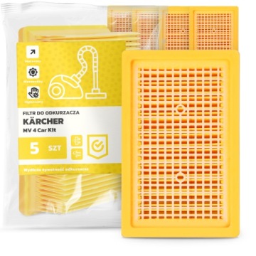 5 x Filtr Do Vysavače Kärcher MV 4 Car Kit Vzduchu Plochý Filtry Em-w