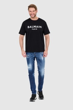 BALMAIN Czarny t-shirt męski z nadrukowanym logo S