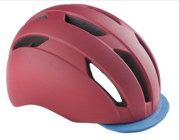 stylowy miejski kask rowerowy Town obwód głowy 55-58 cm ruby red z lampką