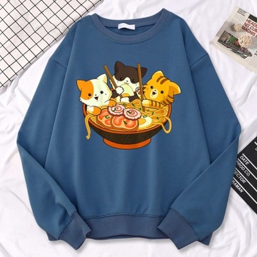 Simple Kawaii Sweatshirt For Women Anime Cats Eati