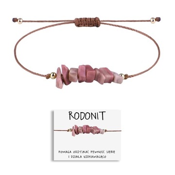 BRANSOLETKA DAMSKA KAMIEŃ RODONIT AMULET ZDROWIE