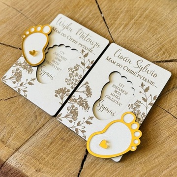 Приглашение на Крещение Сувенир ЗАПРОС для крестных ЗОЛОТЫЕ НОПКИ 2 шт