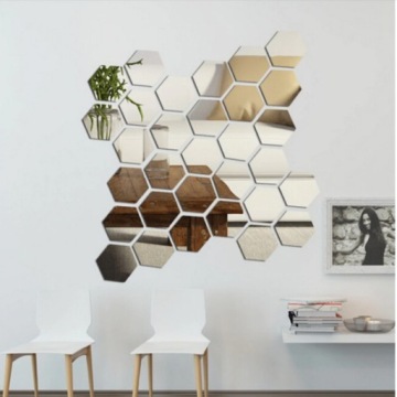 Зеркало настенное декоративное шестигранное 8 см, 12 шт.