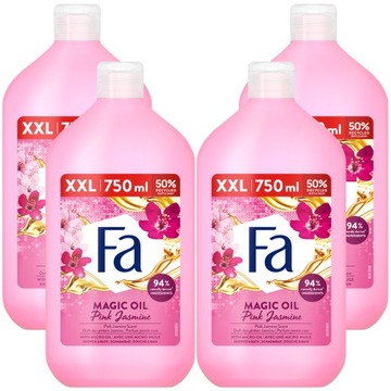 Fa Żel pod Prysznic i do Kąpieli Magic Oil Różowy Jaśmin 4x750ml