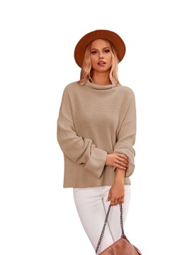 Damski nowy sweter z golfem, sweter z dzianiny