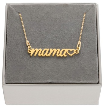 Złoty naszyjnik celebrytka napis MAMA dla mamy DZIEŃ MATKI srebro 925 45 cm