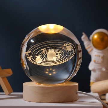 1 шт. 3D-луна/небесный хрустальный шар USB-кабель, деревянная основа