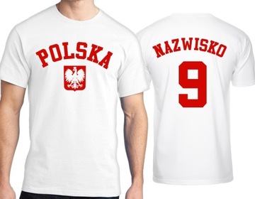 KOSZULKA KIBICA REPREZENTACJI POLSKI NAZWISKO + NR PIŁKARSKA SIATKÓWKA