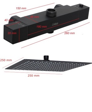 Смеситель для душа, термостат для тропического душа BLACK SHOWER SET ESTIVA
