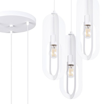Lampa wisząca MANDI 3P biała/stal światło do nauki i relaksu jadalni salonu